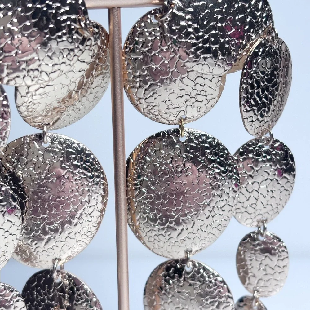 8 Other Reasons Revolve Gold Hammered Metal Statement Post Drop Earrings New